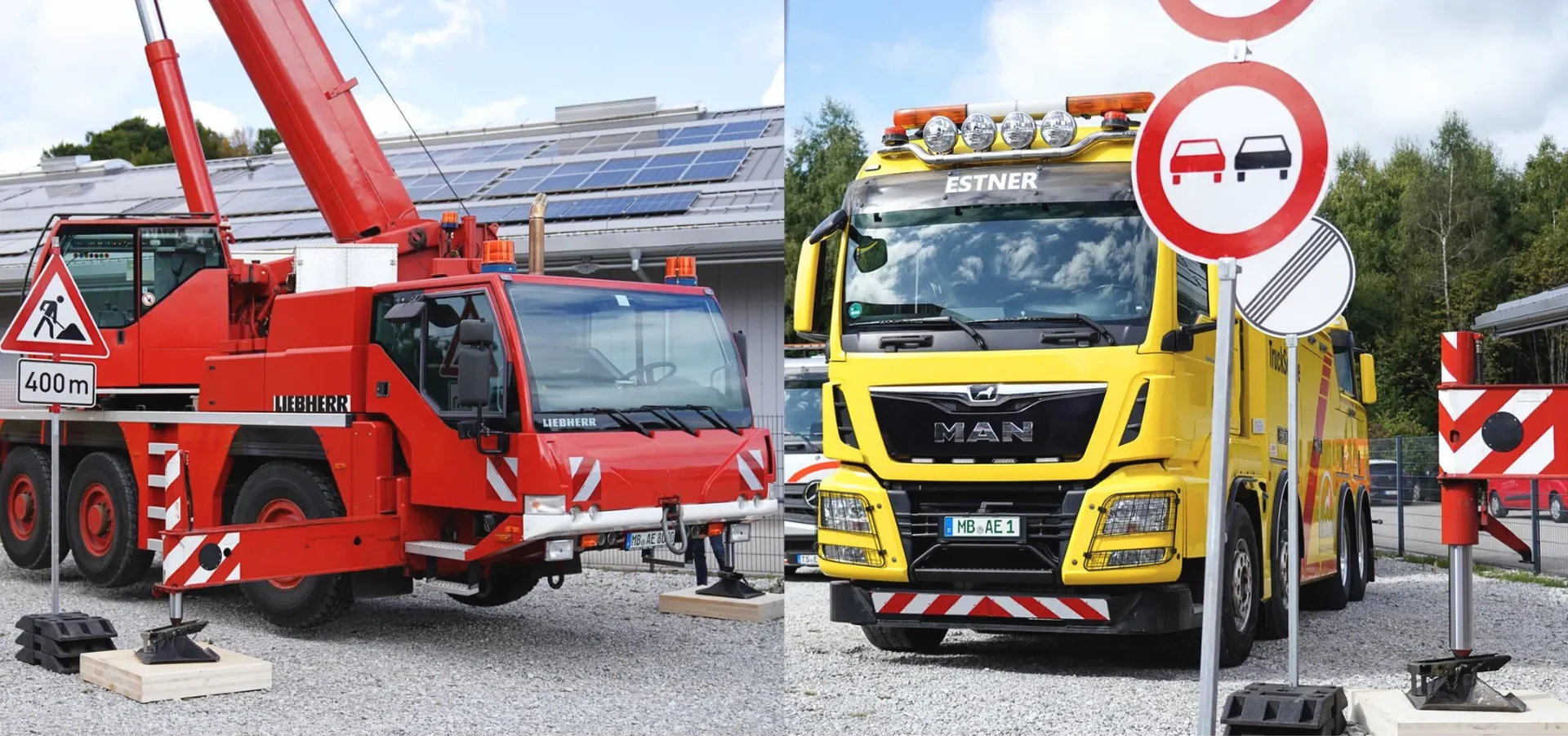 Autokran und Schwerlast-LKW von Estner am Standort Irschenberg für Kranservice und Schwertransport